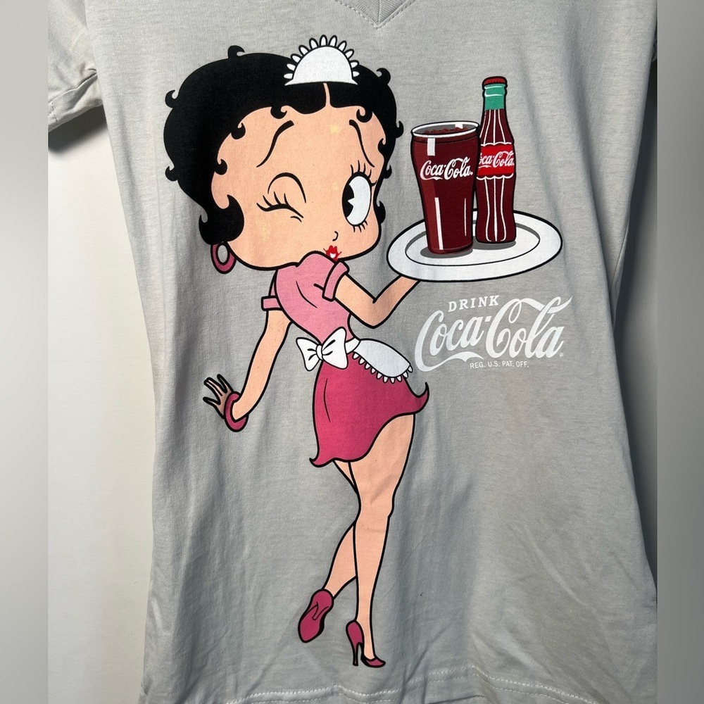 Betty Boop Coca Cola Gray Tee Women’s Size Small - Picture 4 of 7
